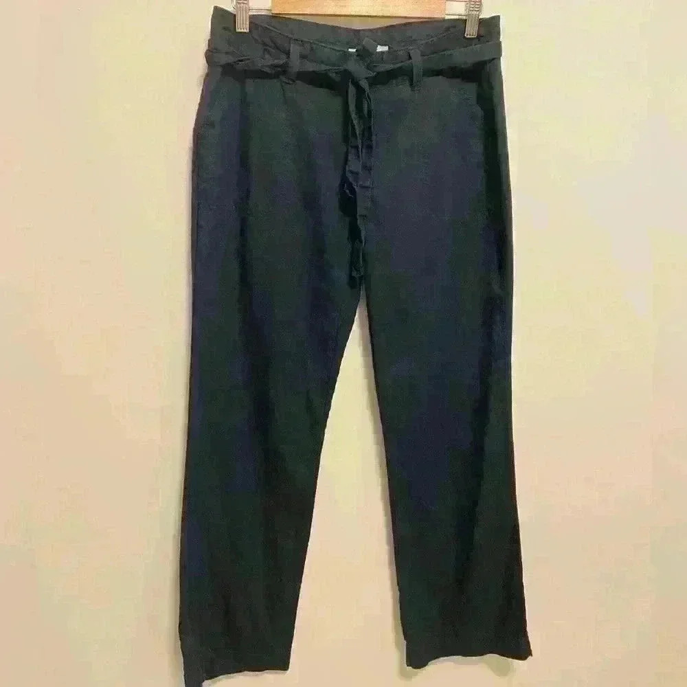 Banana Republic Straight Linen Pants - Dark Blue - Size 8 Petite